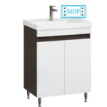 Set Baza front MDF si Lavoar seria 286, 60 cm, alb + wenge