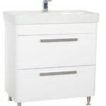 Set Baza front MDF si Lavoar seria 501, cu sertare, 80 cm, alb
