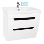 Set Baza front MDF si Lavoar seria 730, suspendata cu sertare, 60 cm, alb rustic