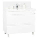 Set Baza front MDF si Lavoar seria 786, cu sertare, 100 cm, alb