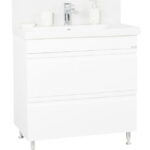 Set Baza front MDF si Lavoar seria 786, cu sertare, 80 cm, alb