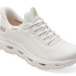 Pantofi sport Dama KECHERS albi, BOBS ARC WAVES, din material textil