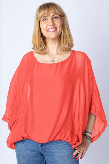 bluza-camel-din-matase-naturala-cu-maneca-fluture-copie-038670 Bluza corai din matase si vascoza cu maneca fluture - imagine 1