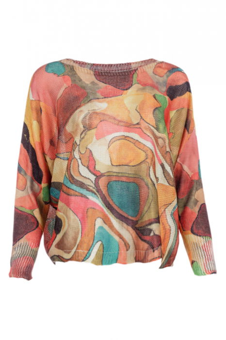 bluza-cu-maneca-lunga-fluturesi-imprimeu-chip-de-fata-6982641501997649437434 Bluza cu maneca lunga fluture si imprimeu abstract multicolor - imagine 1