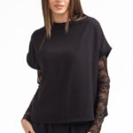 Bluza dama din dantela eleganta ,   bluza transparenta chic neagra