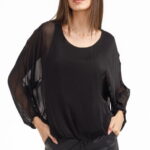 Bluza dama eleganta si lejera din matase si vascoza, neagra