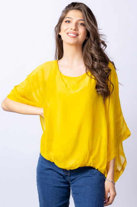 bluza-galbena-din-matase-naturala-cu-maneca-fluture-3070-3329 Bluza galbena din matase si vascoza cu maneca fluture - imagine 1
