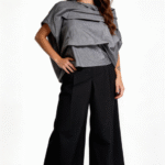 Bluza gri asimetrica statement cu volum arhitectural ,   Design modern