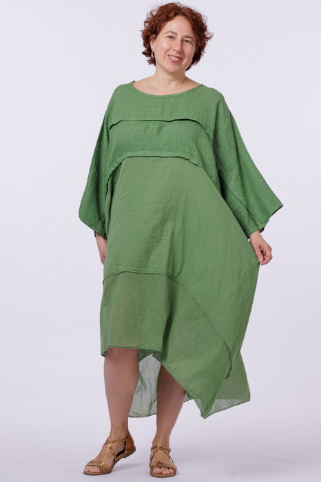 bluza-larga-turcoaz-din-in-si-matase-copie-423551 Rochie oversize verde olive, din in si batist de bumbac - imagine 1