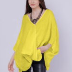 Bluza oversize petrecuta, din in, galben