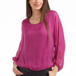 Bluza dama eleganta si lejera din matase si vascoza, magenta