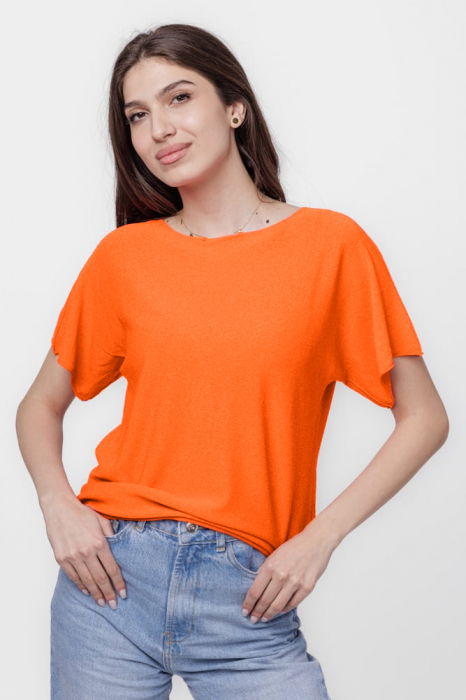 bluza-versatila-cu-maneca-scurta-alba-copie-773236 Bluza versatila cu maneca scurta, portocalie - imagine 1