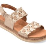 Sandale CLARKS argintii, ARWELL GLIDE, din piele naturala