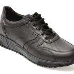 Pantofi sport OTTER negri, ET424, din piele naturala