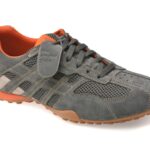 Pantofi sport GEOX gri, U55MNA, din material textil si piele naturala