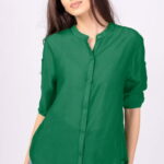 Camasa subtire verde , cu guler tunica