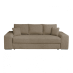 Canapea AMALIA II extensibila, 3 locuri, cu arcuri si lada depozitare, maro deschis, 252x105x78 cm