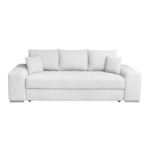 Canapea AMALIA II extensibila, 3 locuri, cu arcuri si lada depozitare, gri deschis, 252x105x78 cm
