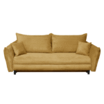 Canapea CAMILLE extensibila, 3 locuri, cu arcuri si lada depozitare, mustar, 238x115x95 cm