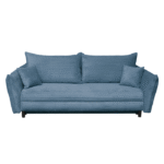 Canapea CAMILLE extensibila, 3 locuri, cu arcuri si lada depozitare, albastru deschis, 238x115x95 cm