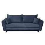 Canapea CAMILLE extensibila, 3 locuri, cu arcuri si lada depozitare, albastru, 238x115x95 cm