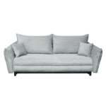 Canapea CAMILLE extensibila, 3 locuri, cu arcuri si lada depozitare, gri deschis, 238x115x95 cm