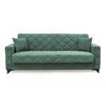 Canapea extensibila HEGEL, 3 locuri, cu arcuri si lada pentru depozitare, verde, 228x85x85 cm