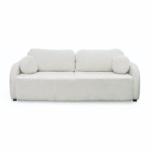 Canapea extensibila NOVA, 3 locuri, cu arcuri si lada depozitare, crem + alb, 226x103x90 cm