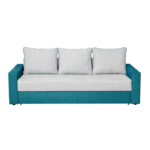 Canapea NICO II 3L extensibila, 3 locuri, cu arcuri si lada depozitare, albastru + gri deschis, 220x85x75 cm