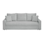 Canapea NICO II LUX extensibila, 3 locuri, cu arcuri si lada depozitare, gri deschis, 220x85x75 cm