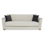 Canapea QUEEN extensibila, 3 locuri, cu arcuri si lada depozitare, crem, 218x70x80 cm