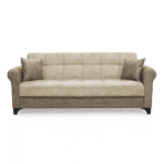 Canapea SALLY extensibila, 3 locuri, cu arcuri si lada depozitare, bej + maro, 215x80x83 cm