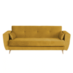 Canapea SIENA I extensibila, 3 locuri, cu arcuri si lada depozitare, galben, 225x85x95 cm