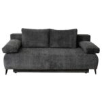 Canapea TIME NEW extensibila, 3 locuri, cu arcuri si lada depozitare, gri inchis, 200x100x90 cm