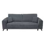 Canapea VEGA extensibila, 3 locuri, cu arcuri si lada depozitare, gri inchis, 237x110x73 cm
