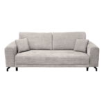 Canapea VEGA extensibila, 3 locuri, cu arcuri si lada depozitare, bej inchis, 237x110x73 cm