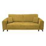 Canapea VEGA extensibila, 3 locuri, cu arcuri si lada depozitare, mustar, 237x110x73 cm