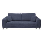 Canapea VEGA extensibila, 3 locuri, cu arcuri si lada depozitare, albastru, 240x111x72 cm