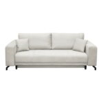 Canapea VEGA POINT extensibila, 3 locuri, cu arcuri si lada depozitare, crem, 237x110x73 cm