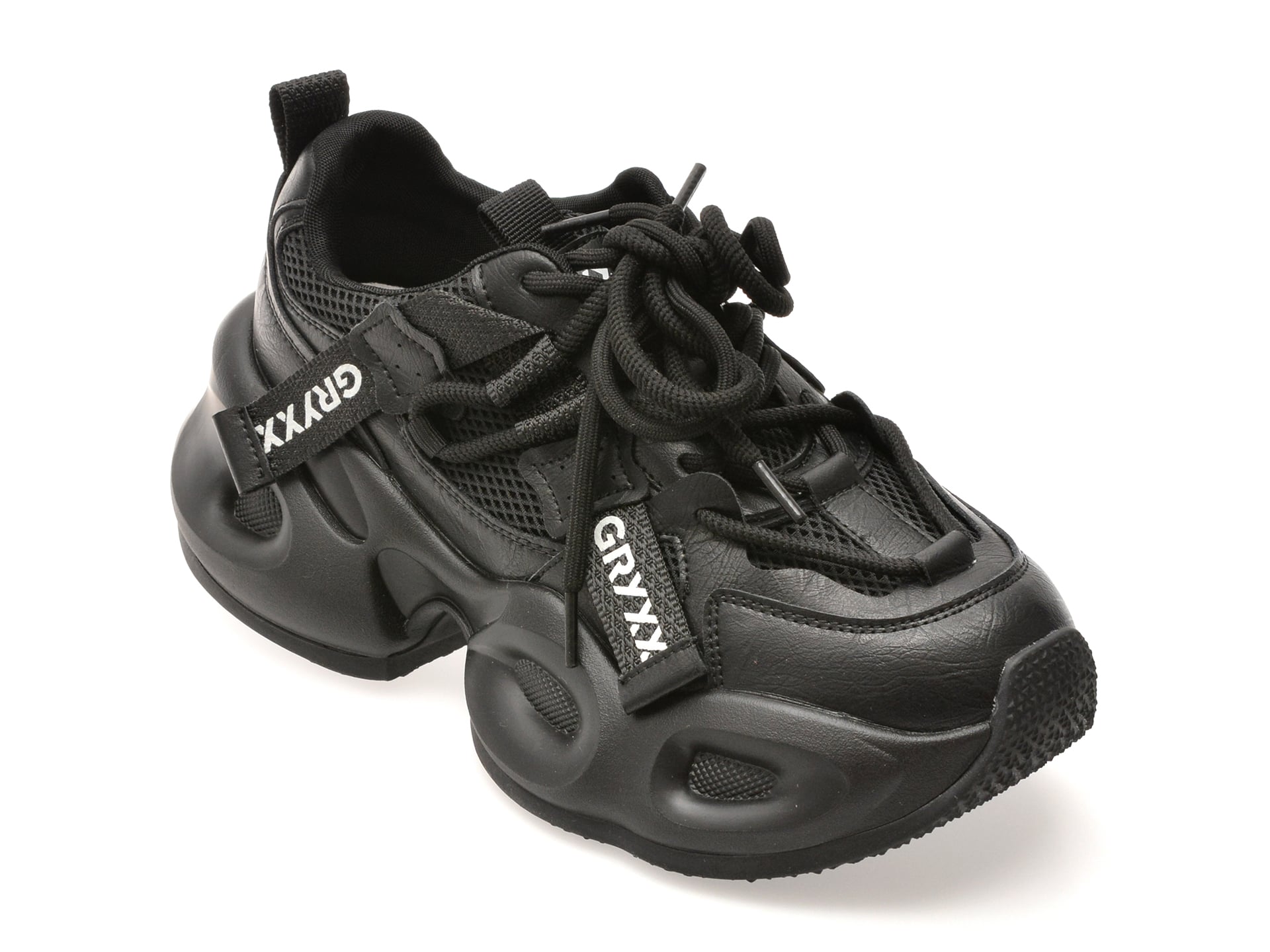 cd6624867b8cf732c7a0faf7c2f961af8dfaf458e3b074f240a72cf59bad490b Pantofi sport Dama GRYXX negri, 2556, din material textil si piele naturala - imagine 1