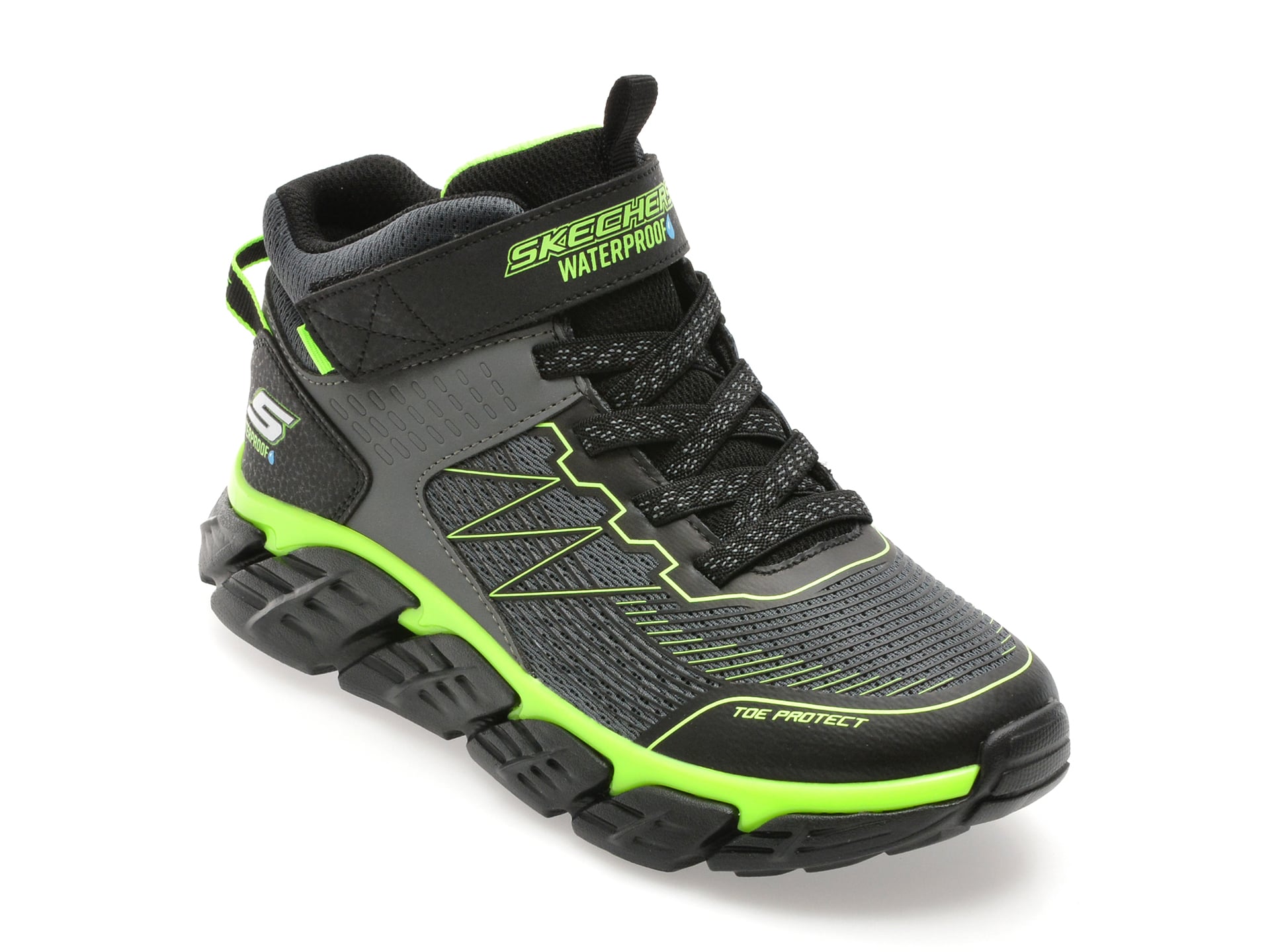 cfaea21f5ba7d74cd6bcffef71f816cdc38c412a3d86950551e9733603e1b475 Ghete SKECHERS gri, TECH-GRIP, din material textil - imagine 1