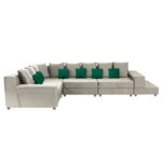 Coltar BIANCA modular, crem + verde, 250x390x80 cm