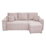 Coltar Canapea BEGA extensibil, cu arcuri si lada depozitare, colt interschimbabil, roz pudra, 240x153x80 cm