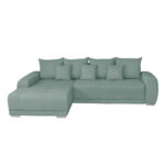 Coltar MARIBO L extensibil, cu arcuri si lada depozitare, colt stanga, mint, 282x205x92 cm