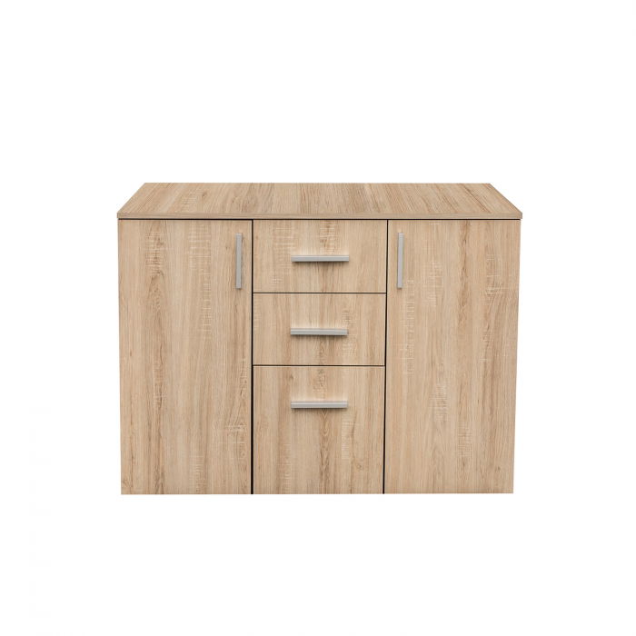 comoda-alma-2-usi-3-sertare-corp-sonoma-inchis-fronturi-sonoma-deschis-105x40x82-cm-812725 Comoda ALMA, 2 usi, 3 sertare, sonoma deschis, 105x40x82 cm - imagine 1