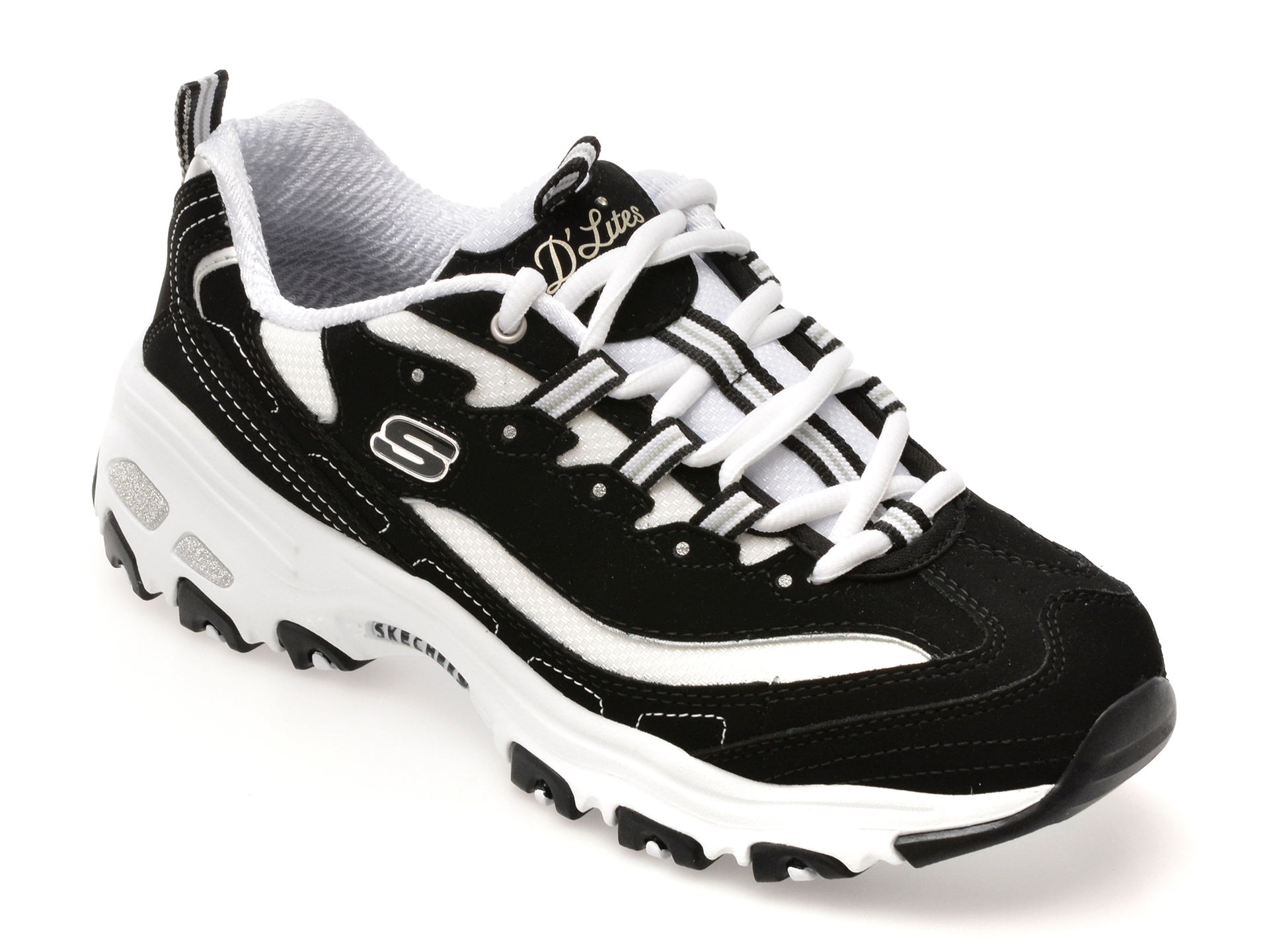 d67f4c7945bd9cb8d9a3e54d414c4bc68889c6054d20d27bef29b4cc50934bc6 Pantofi sport Dama SKECHERS alb-negru, D LITES , din material textil - imagine 1