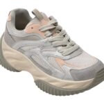 Pantofi sport Dama GRYXX argintii, A909, din material textil si piele naturala