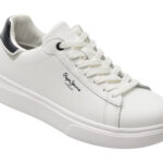 Pantofi sport PEPE JEANS albi, MS0044, din piele naturala