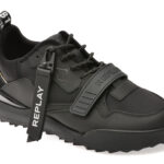 Pantofi sport REPLAY negri, MS8L19L, din material textil si piele naturala