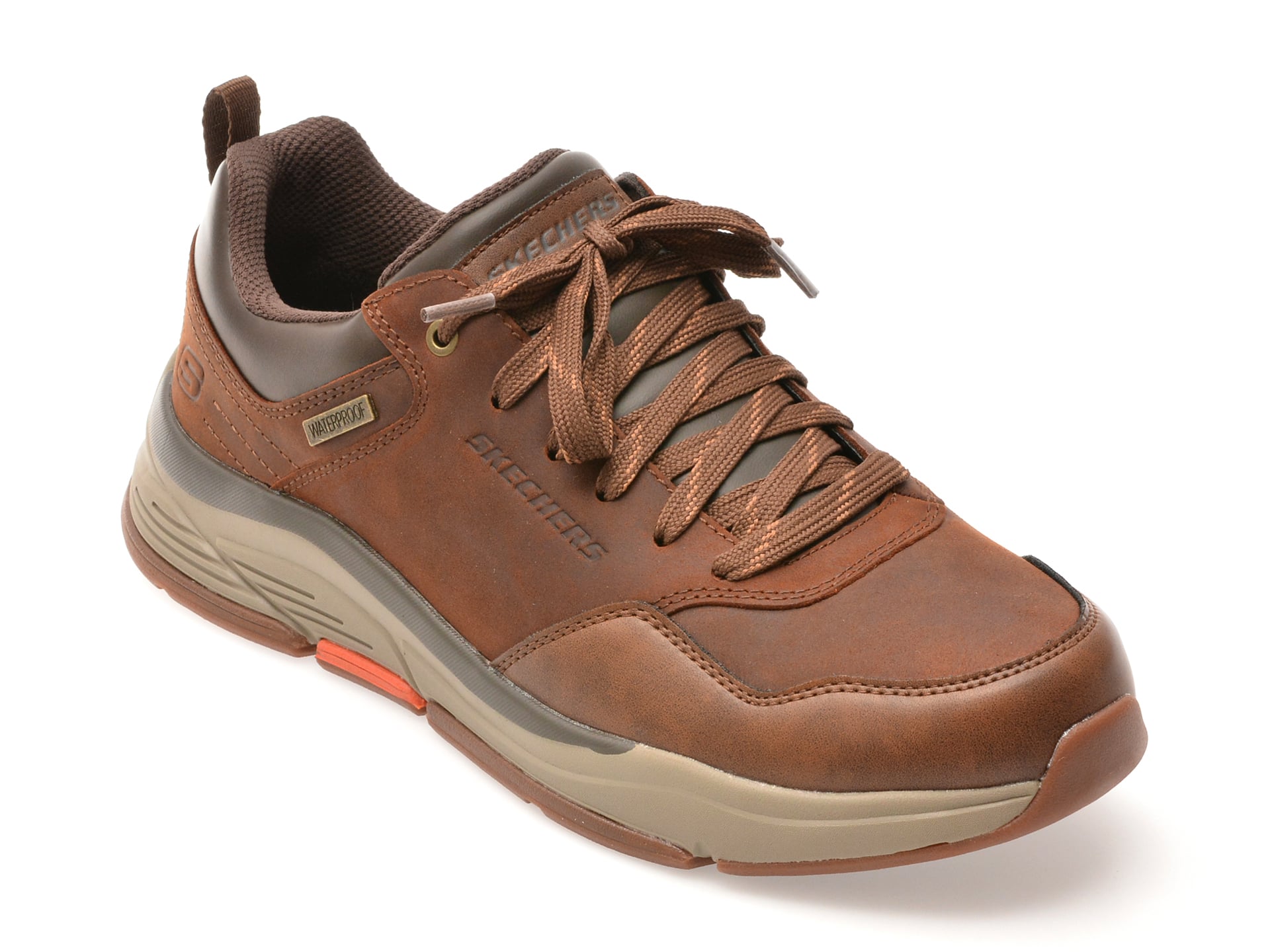 db251cec9b4bc9b233fb62dcae8cd7c630bc39fed623a6dc07805eab06b73b5b Pantofi sport SKECHERS maro, BENAGO, din piele naturala - imagine 1